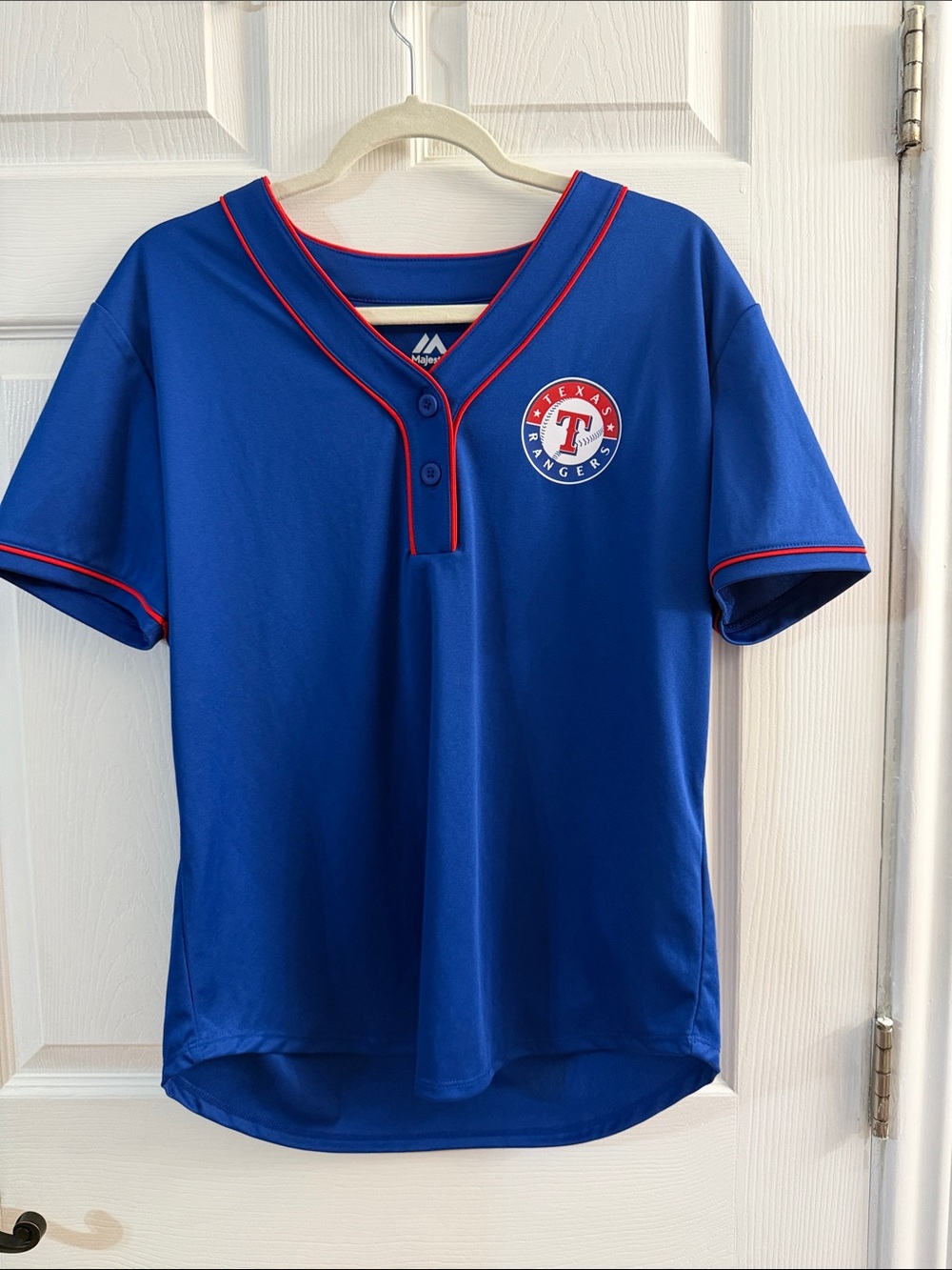 Majestic Royal Blue Texas Rangers Jersey with Red Trim